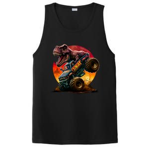 T Rex In Monster Truck With Sunset PosiCharge Competitor Tank