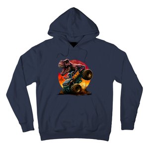 T Rex In Monster Truck With Sunset Hoodie