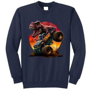 T Rex In Monster Truck With Sunset Sweatshirt