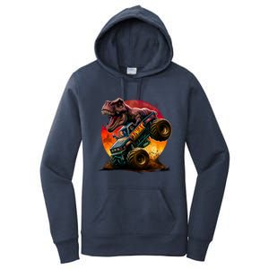 T Rex In Monster Truck With Sunset Women's Pullover Hoodie