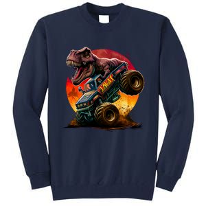 T Rex In Monster Truck With Sunset Tall Sweatshirt