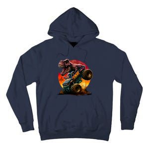 T Rex In Monster Truck With Sunset Tall Hoodie