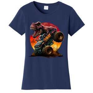 T Rex In Monster Truck With Sunset Women's T-Shirt