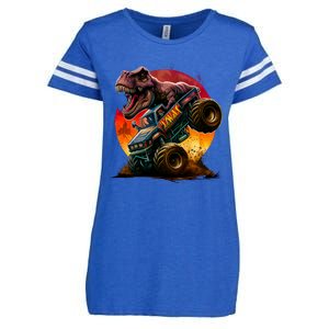 T Rex In Monster Truck With Sunset Enza Ladies Jersey Football T-Shirt