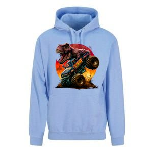 T Rex In Monster Truck With Sunset Unisex Surf Hoodie