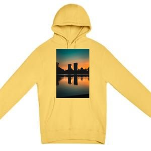 Towers Reflecting In The Pond Premium Premium Pullover Hoodie