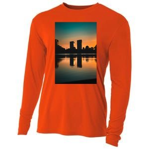 Towers Reflecting In The Pond Premium Cooling Performance Long Sleeve Crew