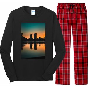 Towers Reflecting In The Pond Premium Long Sleeve Pajama Set