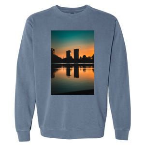 Towers Reflecting In The Pond Premium Garment-Dyed Sweatshirt