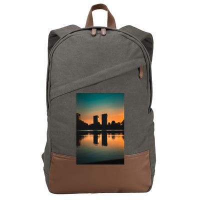 Towers Reflecting In The Pond Premium Cotton Canvas Backpack