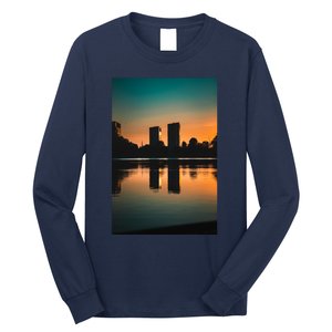 Towers Reflecting In The Pond Premium Long Sleeve Shirt