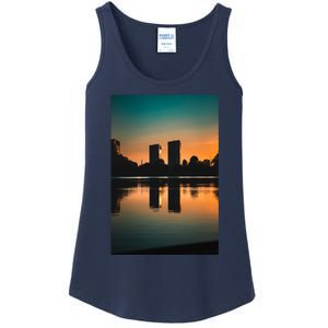 Towers Reflecting In The Pond Premium Ladies Essential Tank