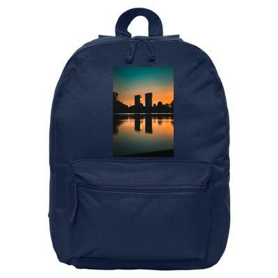 Towers Reflecting In The Pond Premium 16 in Basic Backpack