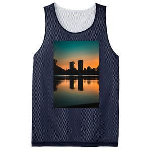 Towers Reflecting In The Pond Premium Mesh Reversible Basketball Jersey Tank