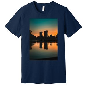 Towers Reflecting In The Pond Premium Premium T-Shirt