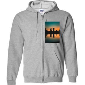 Towers Reflecting In The Pond Premium Full Zip Hoodie