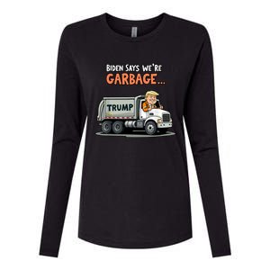 Trump Rides In Garbage Truck Womens Cotton Relaxed Long Sleeve T-Shirt