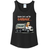 Trump Rides In Garbage Truck Ladies Essential Tank