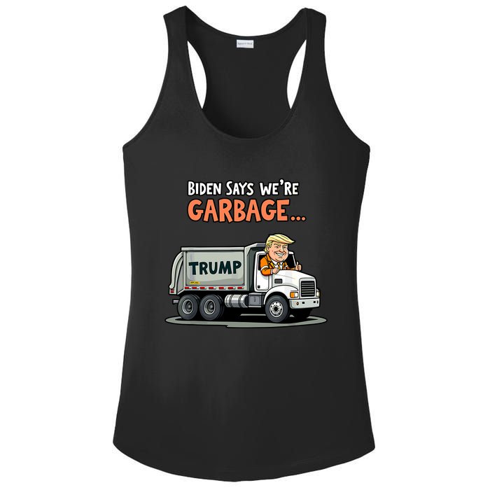 Trump Rides In Garbage Truck Ladies PosiCharge Competitor Racerback Tank