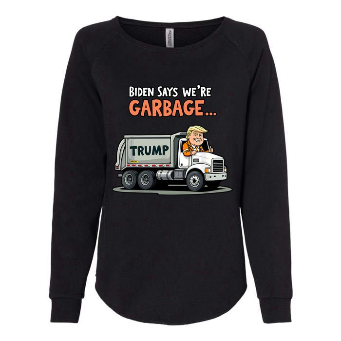 Trump Rides In Garbage Truck Womens California Wash Sweatshirt