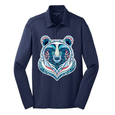 Tribal bear  Silk Touch Performance Long Sleeve Polo