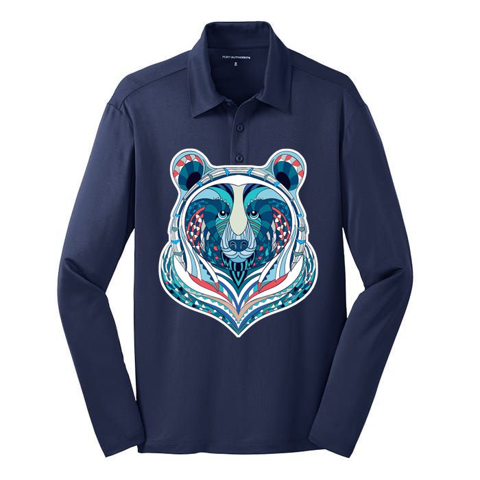 Tribal bear  Silk Touch Performance Long Sleeve Polo