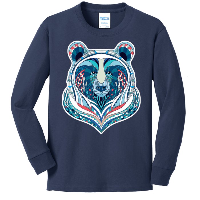 Tribal bear  Kids Long Sleeve Shirt