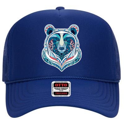 Tribal bear  High Crown Mesh Back Trucker Hat