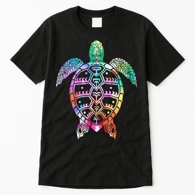 Tribal Colorful Turtle Tall T-Shirt