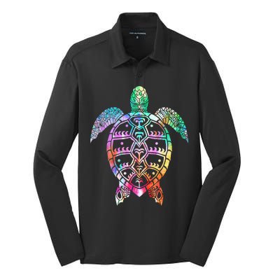 Tribal Colorful Turtle Silk Touch Performance Long Sleeve Polo