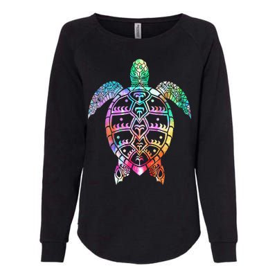 Tribal Colorful Turtle Womens California Wash Sweatshirt