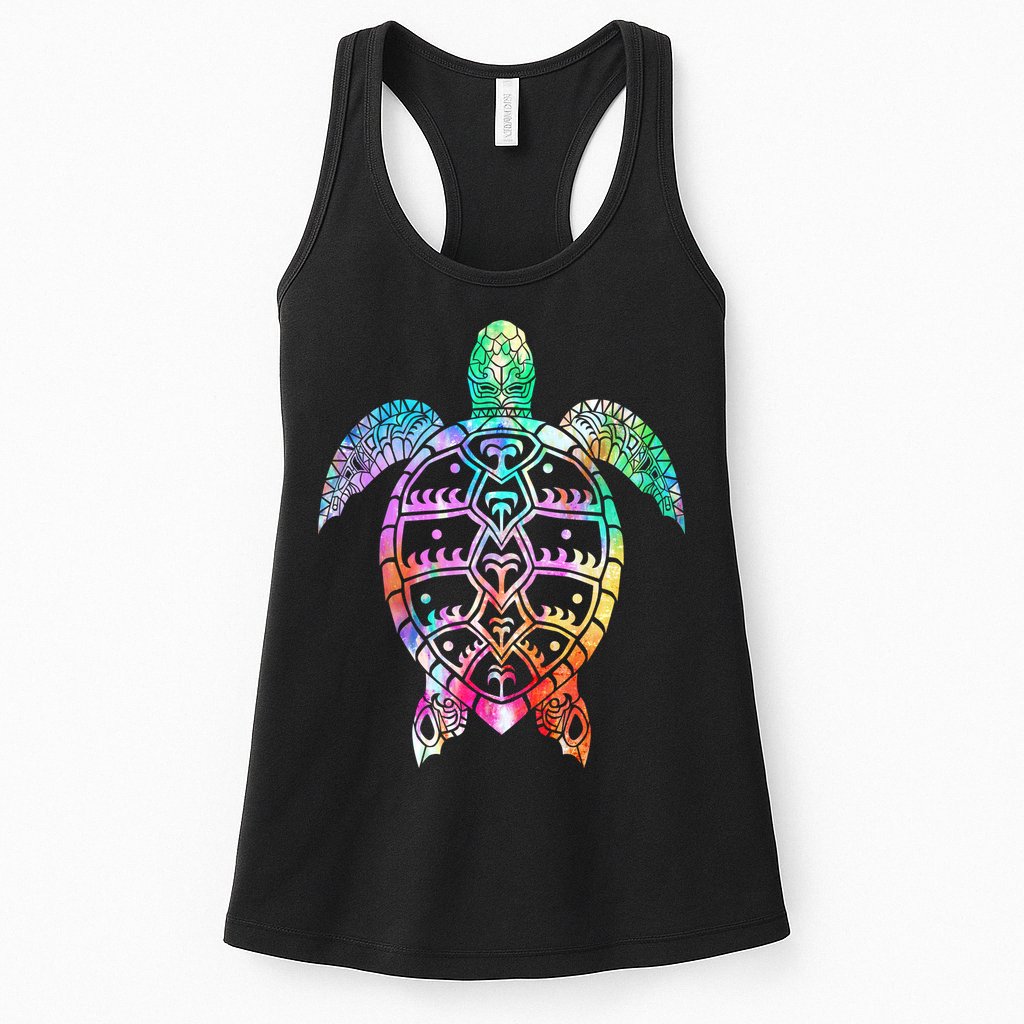 Tribal Colorful Turtle Womens Tank Top