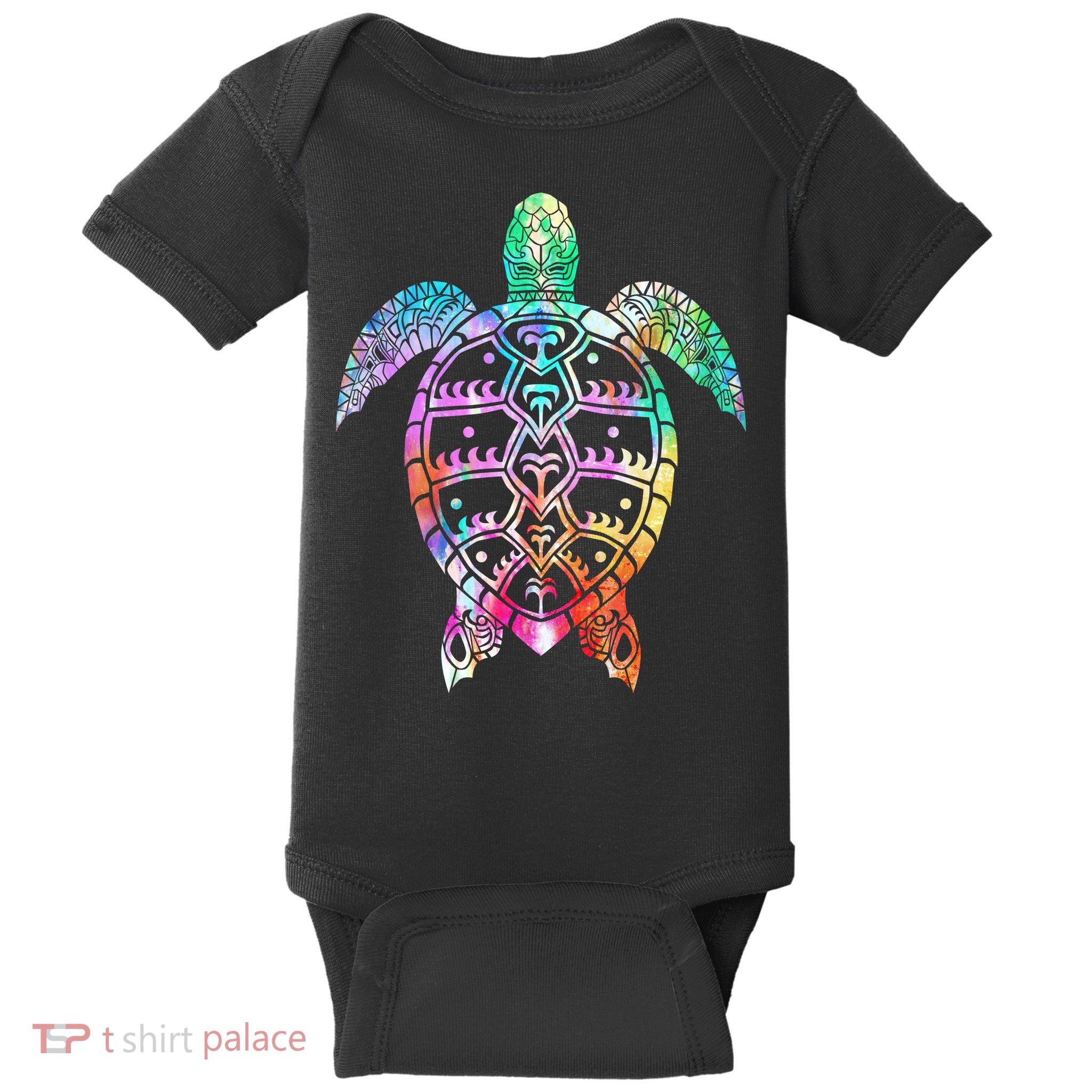 Tribal Colorful Turtle Baby Bodysuit