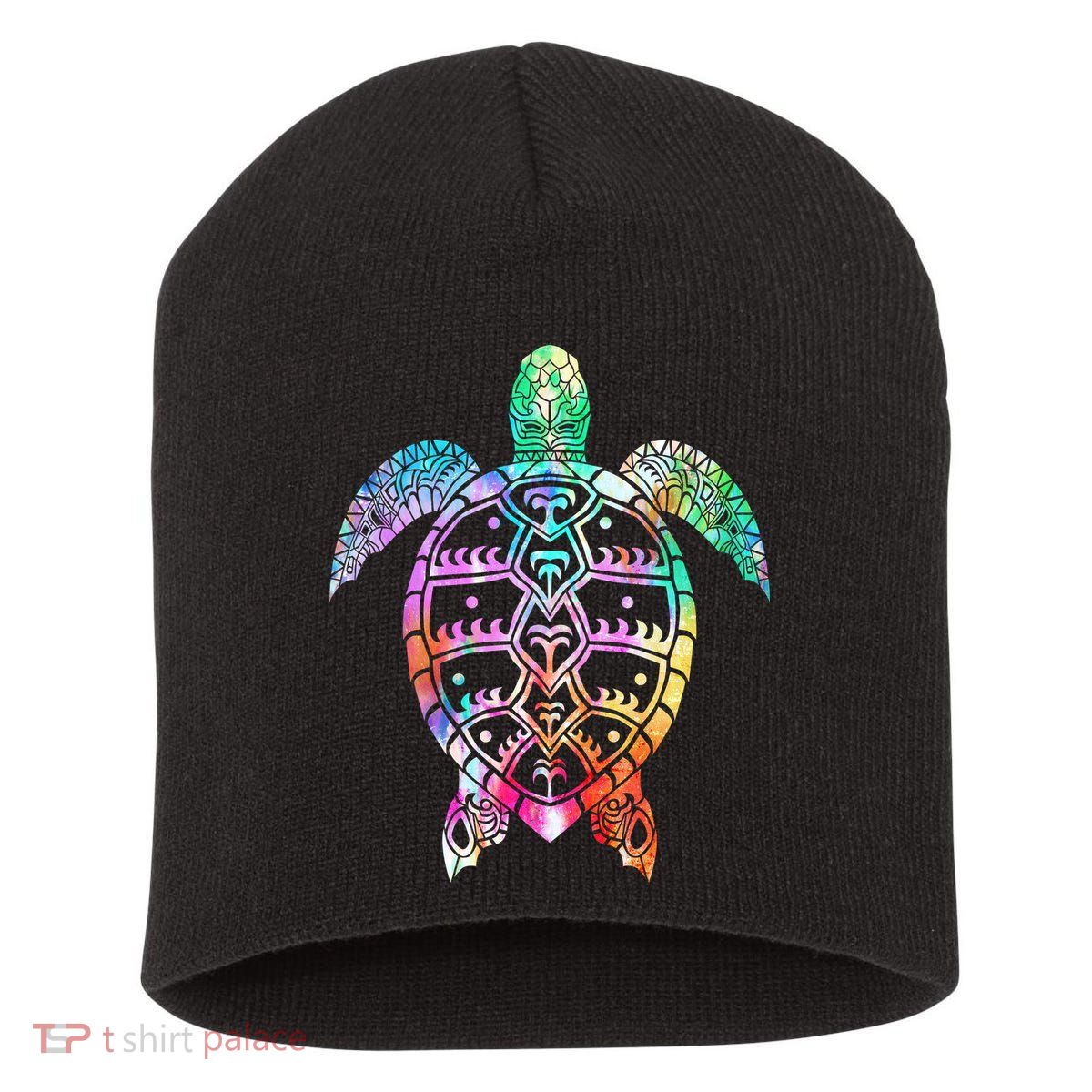 Tribal Colorful Turtle Short Acrylic Beanie