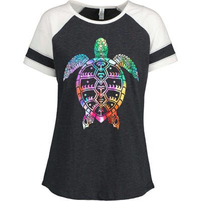 Tribal Colorful Turtle Enza Ladies Jersey Colorblock Tee