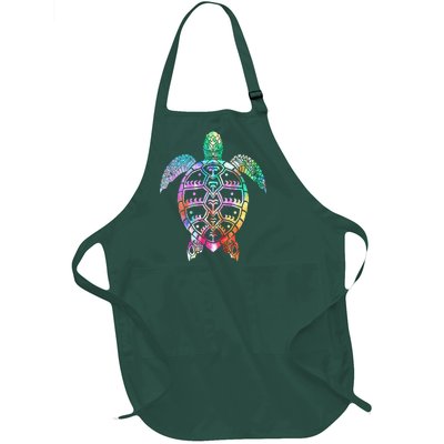 Tribal Colorful Turtle Full-Length Apron With Pockets