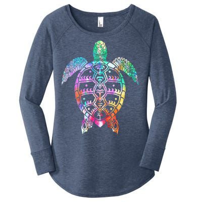 Tribal Colorful Turtle Women's Perfect Tri Tunic Long Sleeve Shirt