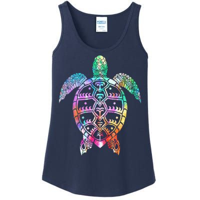 Tribal Colorful Turtle Ladies Essential Tank