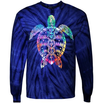 Tribal Colorful Turtle Tie-Dye Long Sleeve Shirt