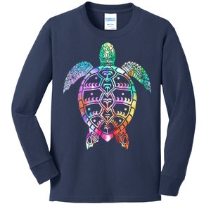 Tribal Colorful Turtle Kids Long Sleeve Shirt