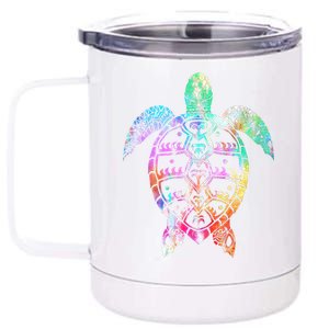 Tribal Colorful Turtle 12 oz Stainless Steel Tumbler Cup