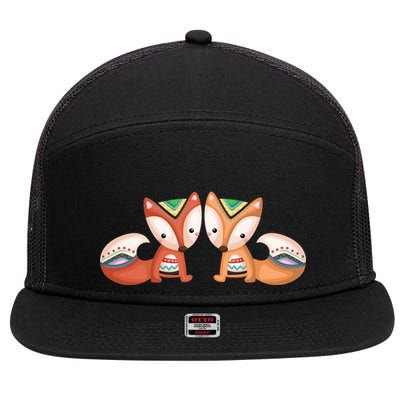 Tribal Foxes 7 Panel Mesh Trucker Snapback Hat
