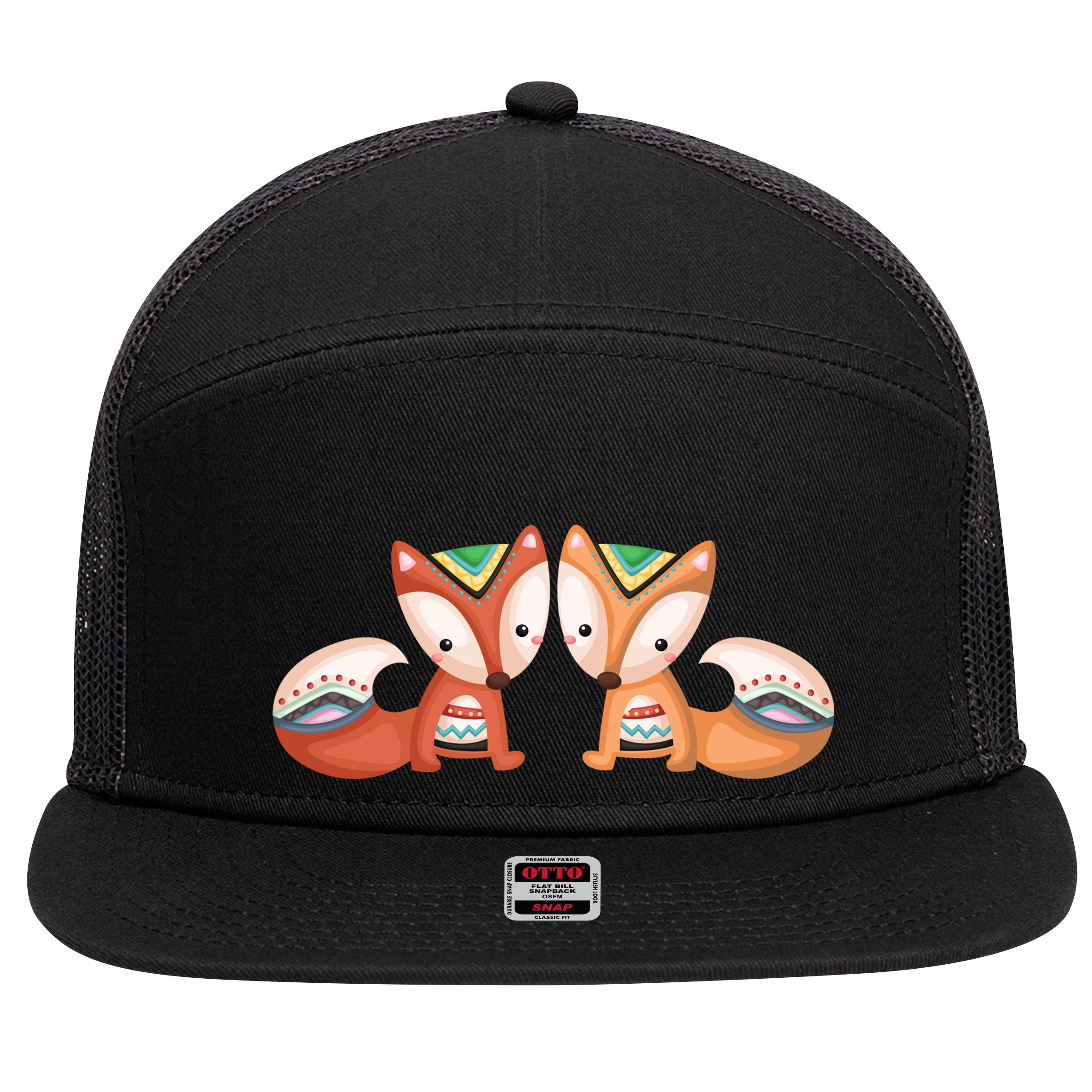 Tribal Foxes 7 Panel Mesh Trucker Snapback Hat