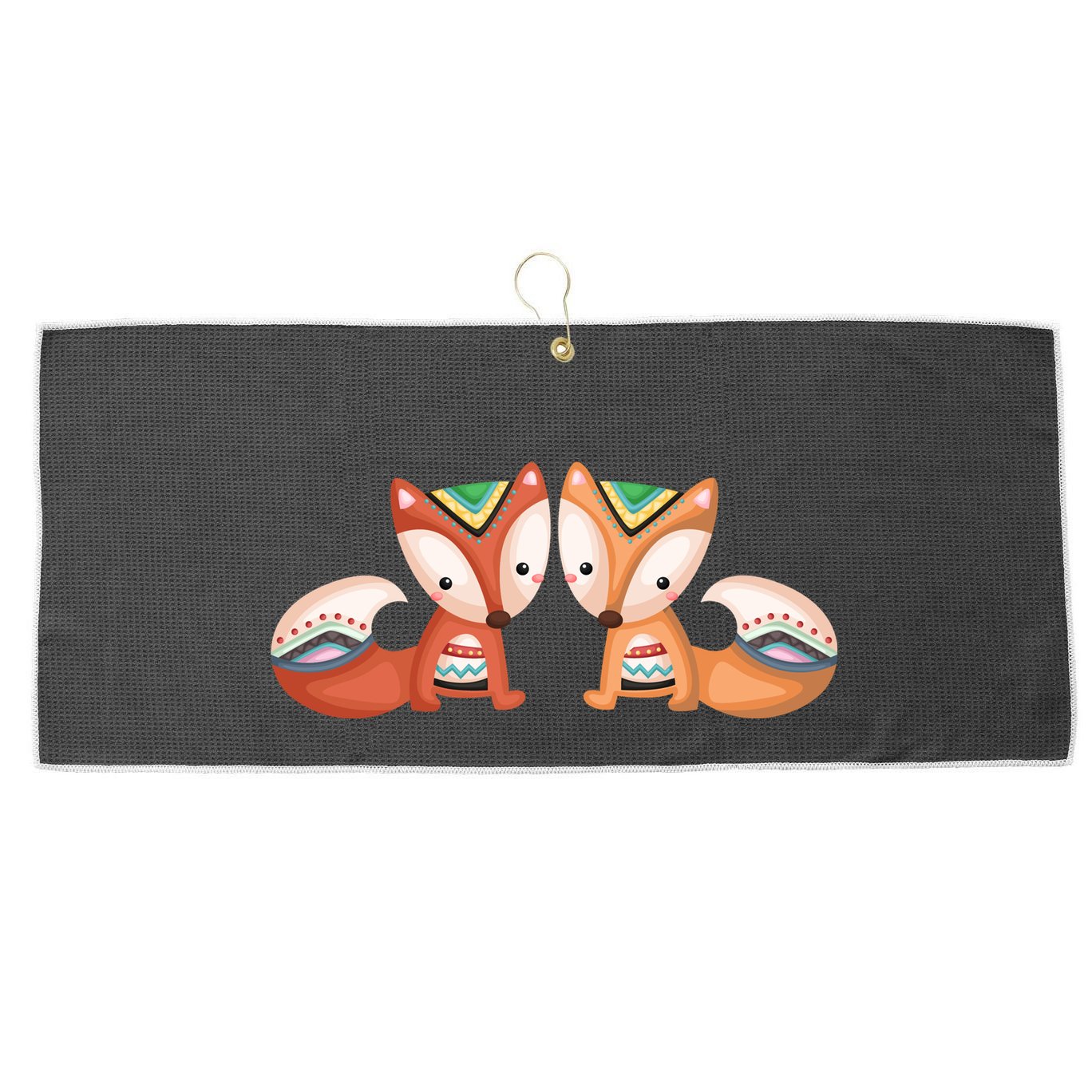 Tribal Foxes Large Microfiber Waffle Golf Towel