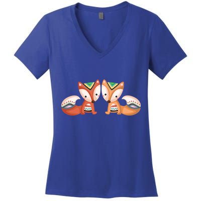 Tribal Foxes Women's V-Neck T-Shirt