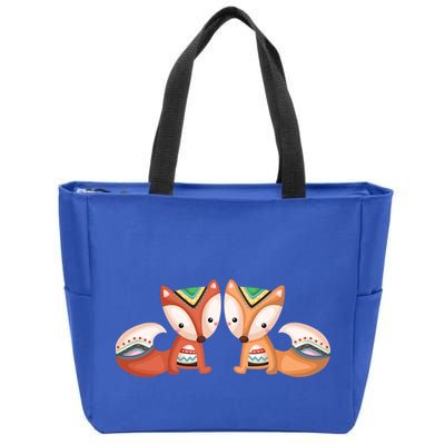 Tribal Foxes Zip Tote Bag