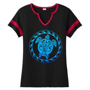 Tribal Sea Turtle Ladies Halftime Notch Neck Tee