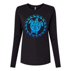 Tribal Sea Turtle Womens Cotton Relaxed Long Sleeve T-Shirt