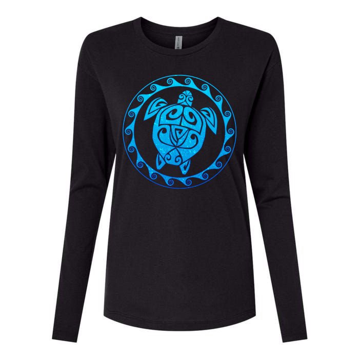 Tribal Sea Turtle Womens Cotton Relaxed Long Sleeve T-Shirt