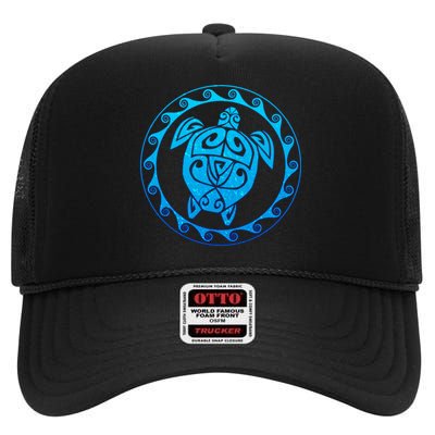 Tribal Sea Turtle High Crown Mesh Back Trucker Hat